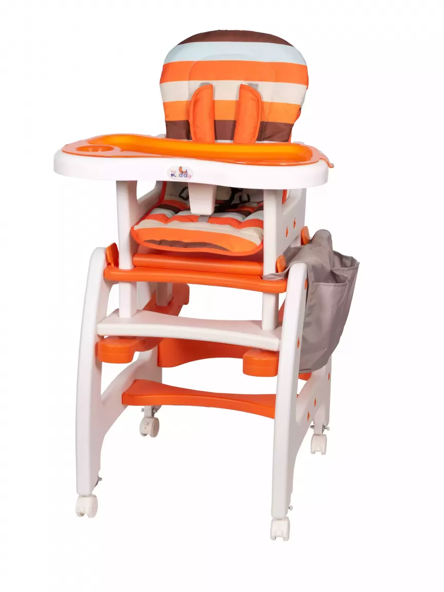 Стульчик для кормления Forkiddy Active Comfort 5 в 1 (4 колеса+качание) Оранжевый 2022- фото
