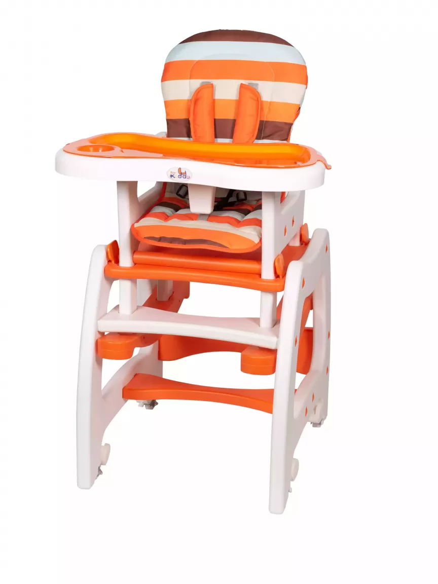 Стульчик для кормления Forkiddy Active Comfort 5 в 1 (4 колеса+качание) Оранжевый 2022- фото4