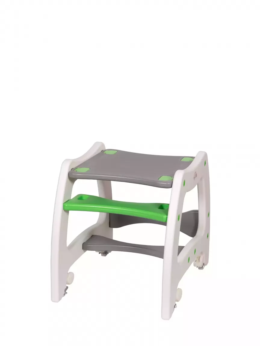 Стульчик для кормления Forkiddy Active Comfort 5 в 1 (4 колеса+качание) Серо-зеленый 2022- фото5