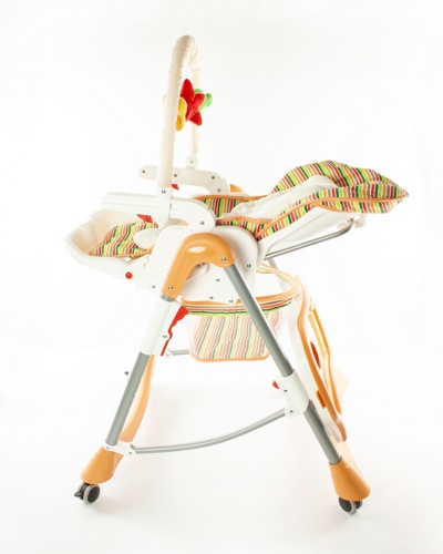 Стульчик для кормления Forkiddy Optimum Toys (0-36) + дуга с игрушками (оранжевый полосатый)- фото3